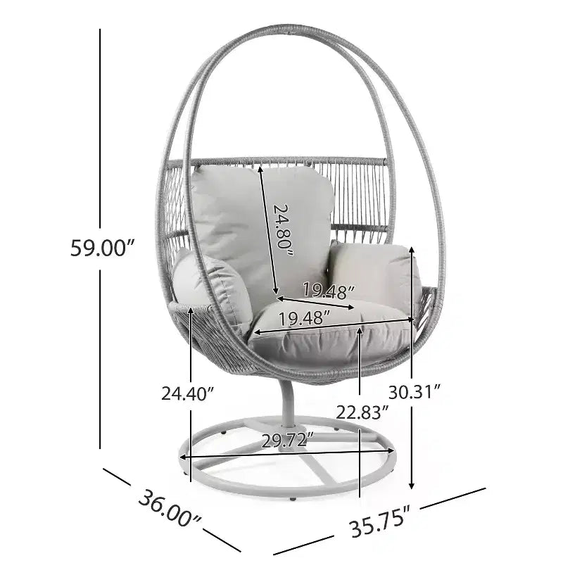 Christopher Knight Home Lina Outdoor Wicker Swivel Lounge Chair, Light Gray