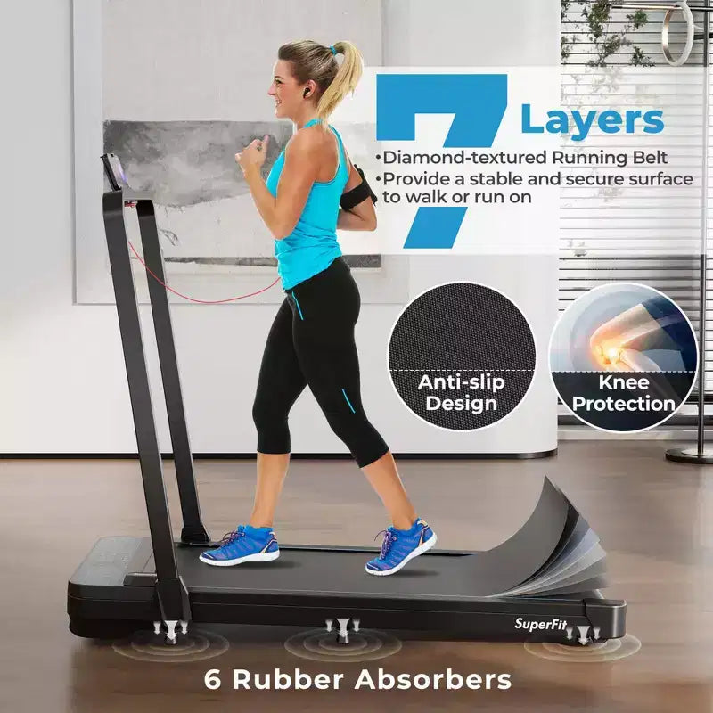 Tapis Roulant Pieghevole 2 in 1 Costway con Telecomando, Controllo tramite APP e Display a LED