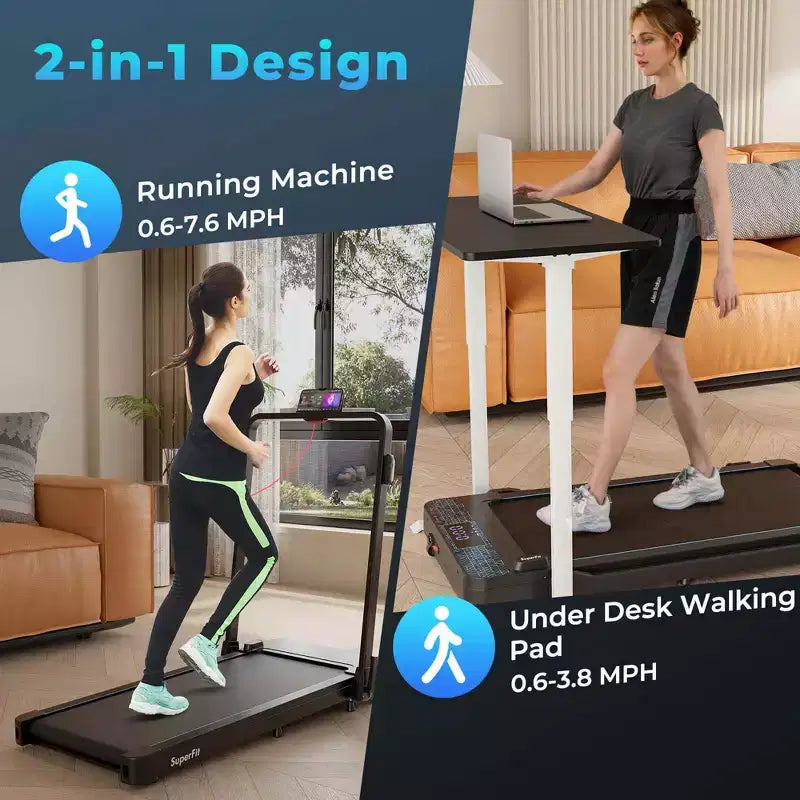 Tapis Roulant Pieghevole 2 in 1 Costway con Telecomando, Controllo tramite APP e Display a LED
