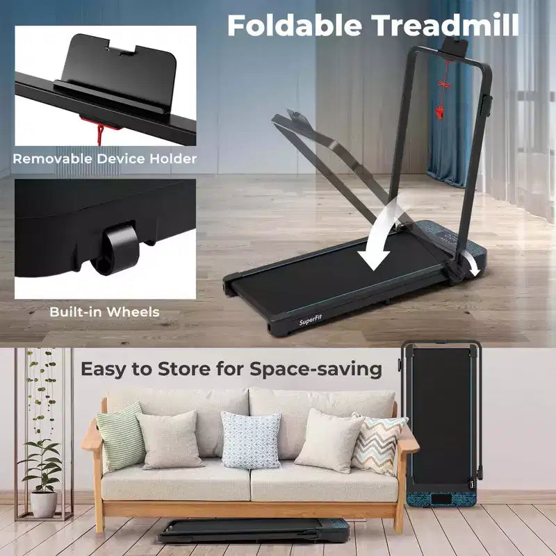 Tapis Roulant Pieghevole 2 in 1 Costway con Telecomando, Controllo tramite APP e Display a LED