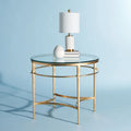 SAFAVIEH Couture Venie Round Antique Gold Glass Side Table - 27 W x 27 D x 23 H - 27Wx27Dx23H
