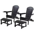 Jiallo Foldable Adirondack Chair with cup holder Conversation Set, 2 Foldable Adirondack Chairs with cup holders with Ottoman
