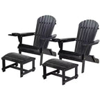 Jiallo Foldable Adirondack Chair with cup holder Conversation Set, 2 Foldable Adirondack Chairs with cup holders with Ottoman