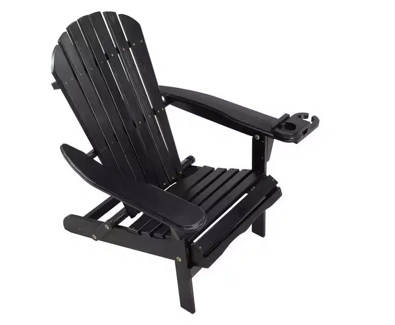 Jiallo Set da conversazione con 2 sedie Adirondack pieghevoli con portabicchieri e poggiapiedi