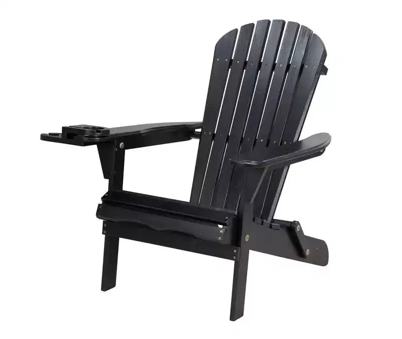 Set Bistrò Pieghevole Jiallo Adirondack con Porta Bicchiere, 2 Sedie Pieghevoli Adirondack con porta bicchieri e 1 Tavolino