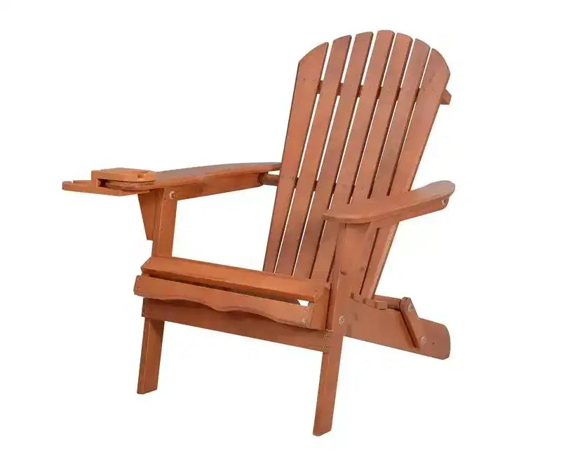 Sedia Adirondack Pieghevole Jiallo con portabicchieri e Tavolino Laterale