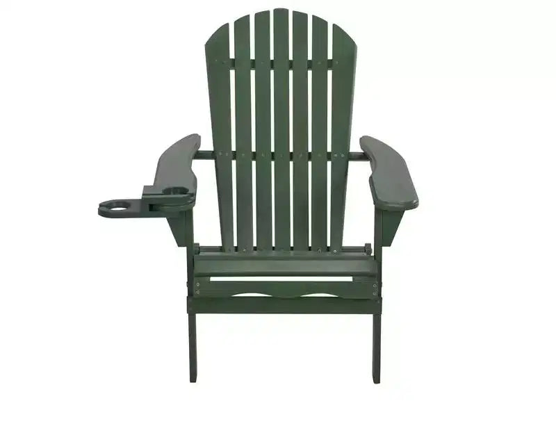 Jiallo Foldable Adirondack Chair with cup holder Conversation Set, 2 Foldable Adirondack Chairs with cup holders with Ottoman and 1 End Table