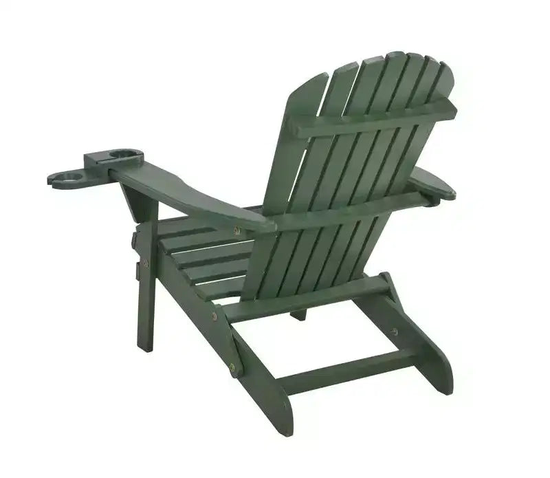 Jiallo Foldable Adirondack Chair with cup holder Conversation Set, 2 Foldable Adirondack Chairs with cup holders with Ottoman and 1 End Table