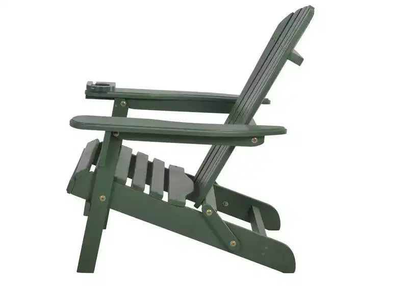 Jiallo Foldable Adirondack Chair with cup holder Conversation Set, 2 Foldable Adirondack Chairs with cup holders with Ottoman and 1 End Table