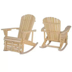 Jiallo Zero Gravity Collection Natural Adirondack Rocking Chair with Built-in Footrest - Set of 2 Rocking Chairs