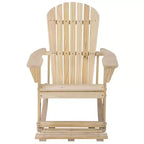 Jiallo Zero Gravity Collection Natural Adirondack Rocking Chair with Built-in Footrest - Set of 2 Rocking Chairs