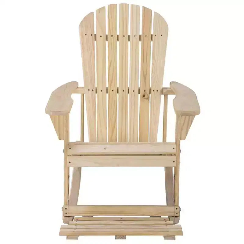 Jiallo Zero Gravity Collection Natural Adirondack Rocking Chair with Built-in Footrest - Set of 2 Rocking Chairs