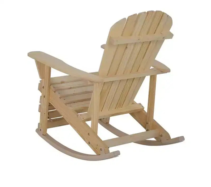 Jiallo Zero Gravity Collection Natural Adirondack Rocking Chair with Built-in Footrest - Set of 2 Rocking Chairs