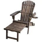 Jiallo Oceanic Collection Adirondack Chaise Lounge Chair Foldable, cup and glass holder, built in ottoman, Set of 2