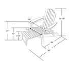 Jiallo Oceanic Collection Adirondack Chaise Lounge Chair Foldable, cup and glass holder, built in ottoman, Set of 2