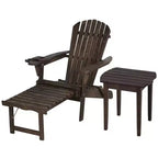 Jiallo Oceanic Collection Adirondack Chaise Lounge Chair Foldable, cup and glass holder, built in ottoman, Set of 1 Lounge chair and 1 end table