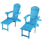 Jiallo Oceanic Collection Adirondack Chaise Lounge Chair Foldable, cup and glass holder, built in ottoman, Set of 2 Lounge chairs and 1 end table