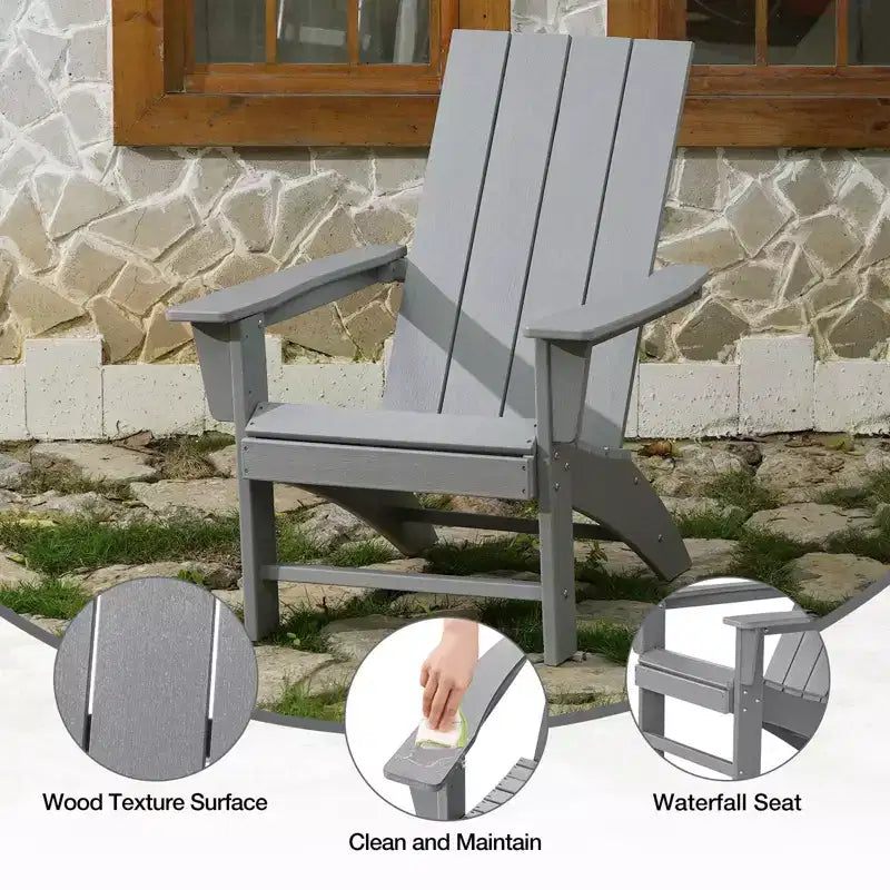 GARPROVM Cozy HDPE Adirondack Chair Weather-Resistant Outdoor Patio Chair