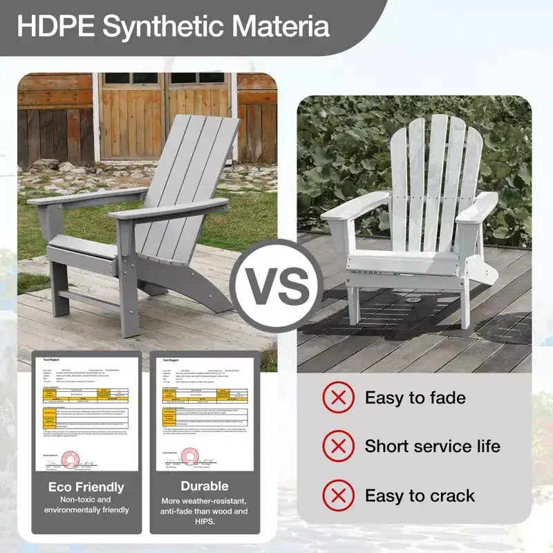 GARPROVM Cozy HDPE Adirondack Chair Weather-Resistant Outdoor Patio Chair