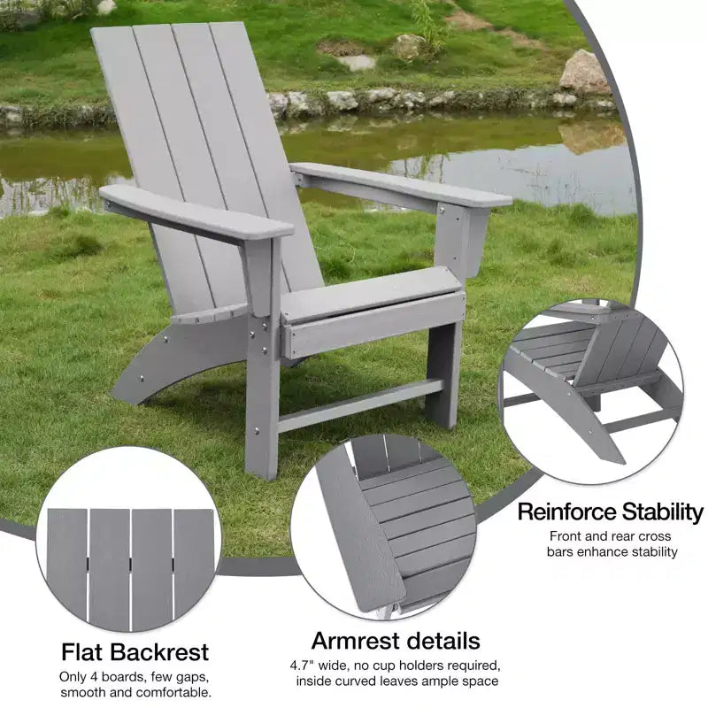 GARPROVM Cozy HDPE Adirondack Chair Weather-Resistant Outdoor Patio Chair