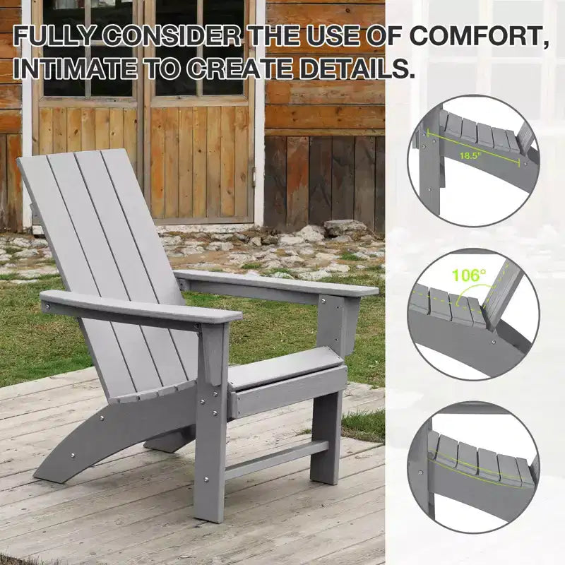 GARPROVM Cozy HDPE Adirondack Chair Weather-Resistant Outdoor Patio Chair