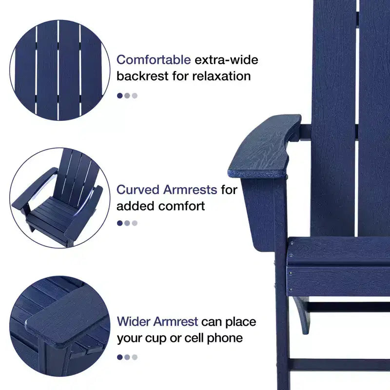 GARPROVM 2 sedie Adirondack con tavolino, in HDPE, resistenti alle intemperie, mobili da giardino e patio