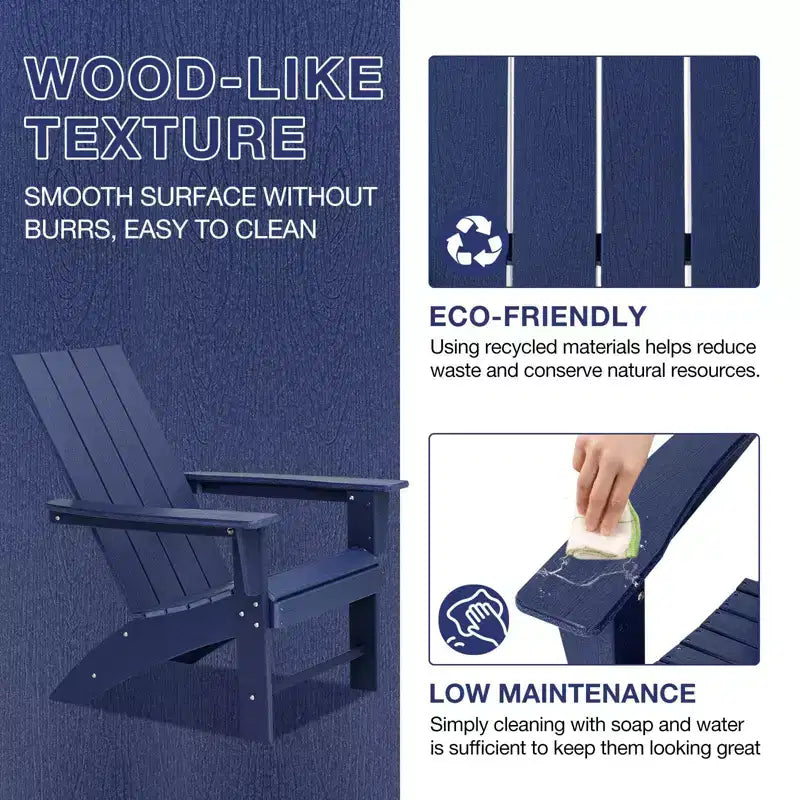 GARPROVM 2 sedie Adirondack con tavolino, in HDPE, resistenti alle intemperie, mobili da giardino e patio