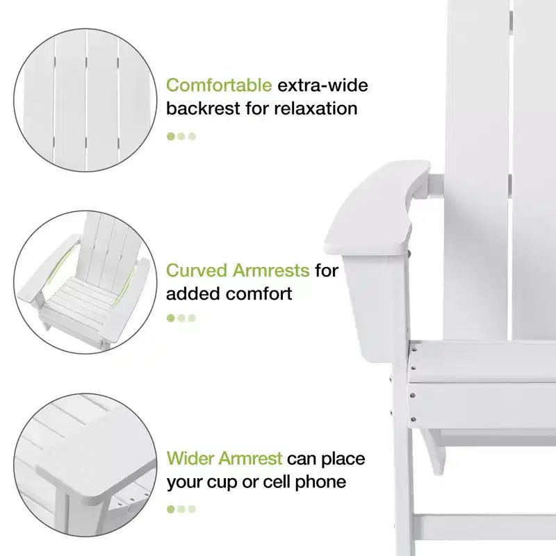 GARPROVM 2 sedie Adirondack con tavolino, in HDPE, resistenti alle intemperie, mobili da giardino e patio