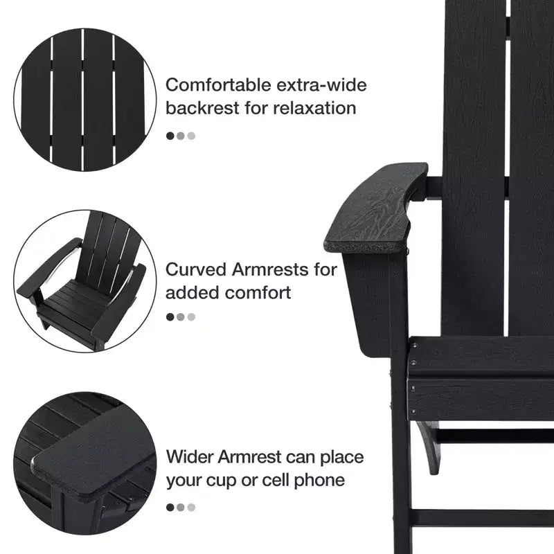 GARPROVM 2 sedie Adirondack con tavolino, in HDPE, resistenti alle intemperie, mobili da giardino e patio