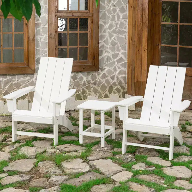 GARPROVM 2 sedie Adirondack con tavolino, in HDPE, resistenti alle intemperie, mobili da giardino e patio