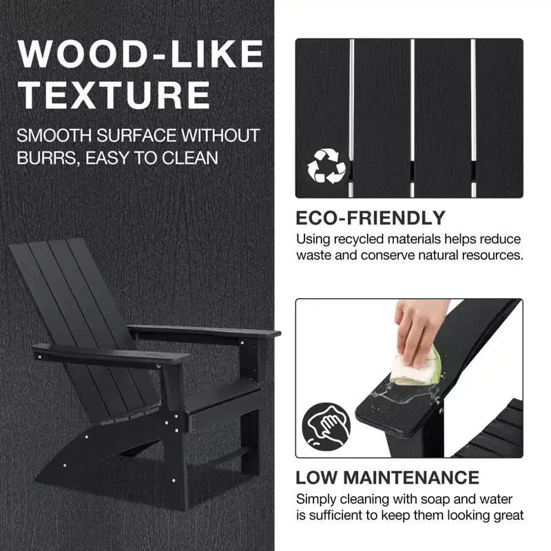 GARPROVM 2 sedie Adirondack con tavolino, in HDPE, resistenti alle intemperie, mobili da giardino e patio