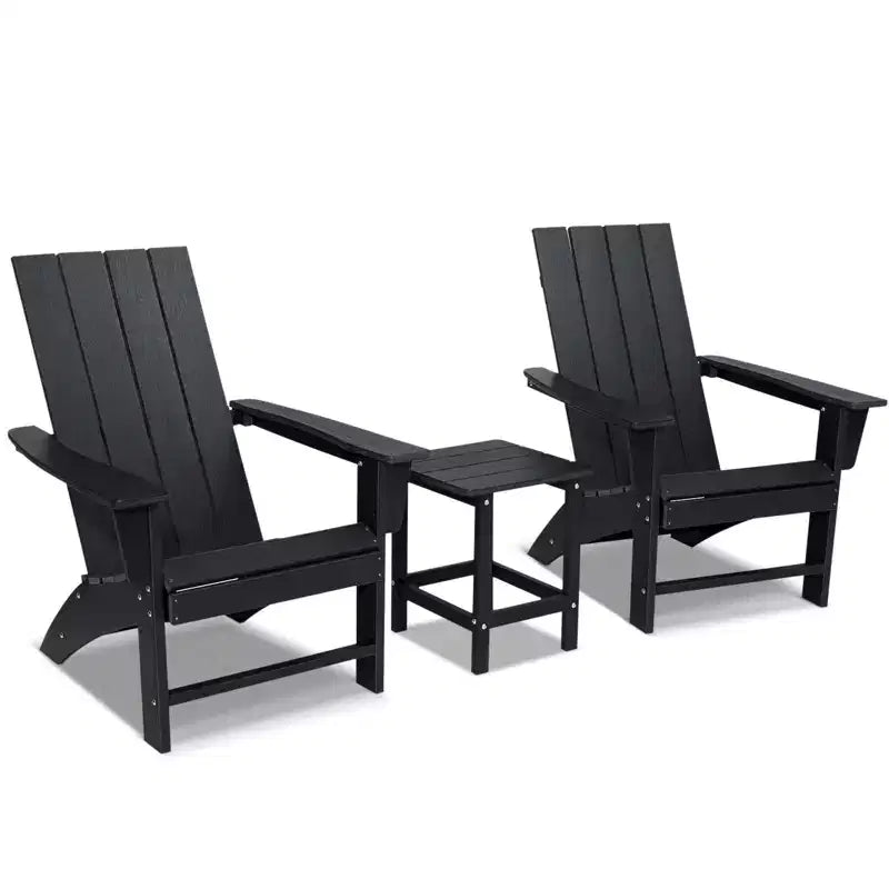 GARPROVM 2 sedie Adirondack con tavolino, in HDPE, resistenti alle intemperie, mobili da giardino e patio