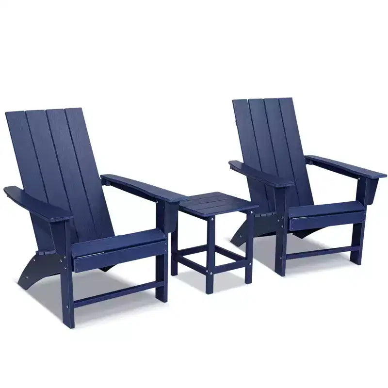 GARPROVM 2 sedie Adirondack con tavolino, in HDPE, resistenti alle intemperie, mobili da giardino e patio