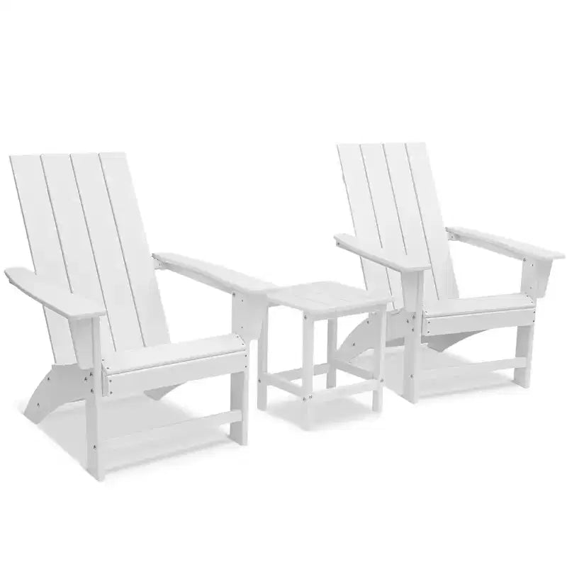 GARPROVM 2 sedie Adirondack con tavolino, in HDPE, resistenti alle intemperie, mobili da giardino e patio