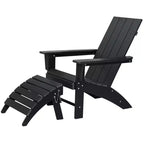 GARPROVM HDPE Adirondack Chair with Ottoman Weather-Resistant Outdoor Patio Furniture