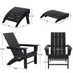 GARPROVM Sedia Adirondack in HDPE con Pouf, Mobili da Esterno per Patio Resistenti alle Intemperie