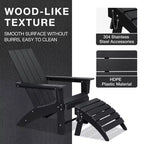 GARPROVM Sedia Adirondack in HDPE con Pouf, Mobili da Esterno per Patio Resistenti alle Intemperie