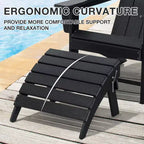 GARPROVM Sedia Adirondack in HDPE con Pouf, Mobili da Esterno per Patio Resistenti alle Intemperie
