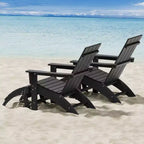 GARPROVM Sedia Adirondack in HDPE con Pouf, Mobili da Esterno per Patio Resistenti alle Intemperie