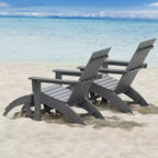 GARPROVM Sedia Adirondack in HDPE con Pouf, Mobili da Esterno per Patio Resistenti alle Intemperie