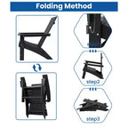 Sedia Adirondack Pieghevole GARPROVM in HDPE Migliorato con Poggiapiedi, Resistente alle Intemperie per Esterni