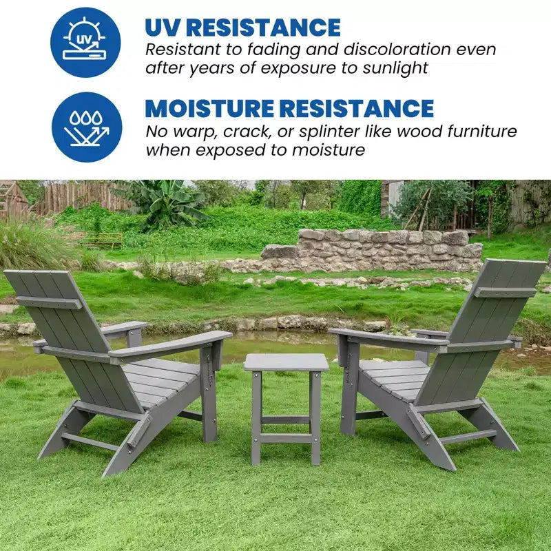 GARPROVM 2 Sedie Adirondack Pieghevoli Aggiornate in HDPE con Tavolino Laterale Resistente alle Intemperie per Esterni