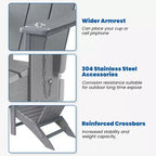 GARPROVM 2 Sedie Adirondack Pieghevoli Aggiornate in HDPE con Tavolino Laterale Resistente alle Intemperie per Esterni