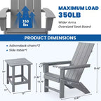 GARPROVM 2 Sedie Adirondack Pieghevoli Aggiornate in HDPE con Tavolino Laterale Resistente alle Intemperie per Esterni