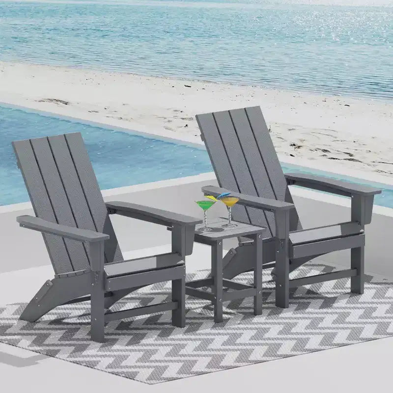 GARPROVM 2 Sedie Adirondack Pieghevoli Aggiornate in HDPE con Tavolino Laterale Resistente alle Intemperie per Esterni
