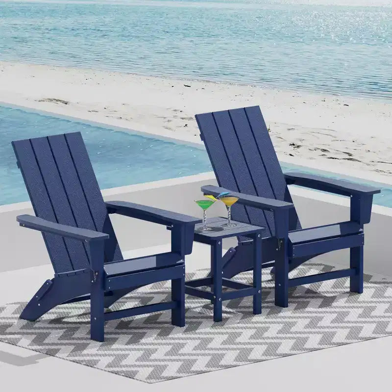 GARPROVM 2 Sedie Adirondack Pieghevoli Aggiornate in HDPE con Tavolino Laterale Resistente alle Intemperie per Esterni