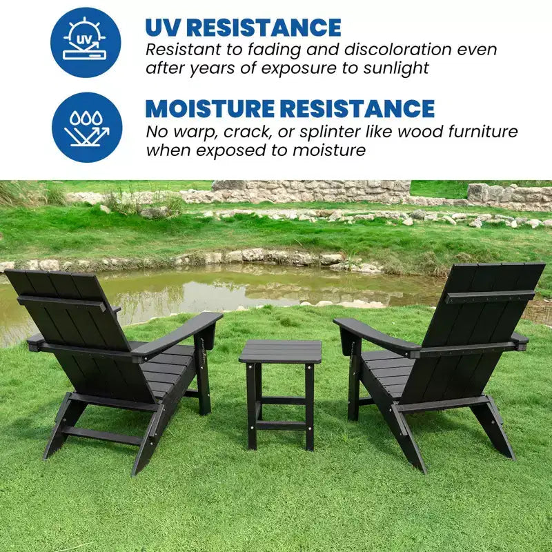 GARPROVM 2 Sedie Adirondack Pieghevoli Aggiornate in HDPE con Tavolino Laterale Resistente alle Intemperie per Esterni