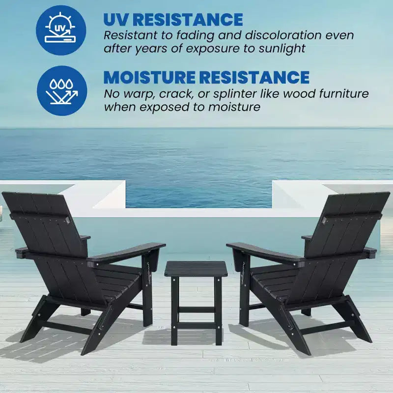 GARPROVM 2 Sedie Adirondack Pieghevoli Aggiornate in HDPE con Tavolino Laterale Resistente alle Intemperie per Esterni