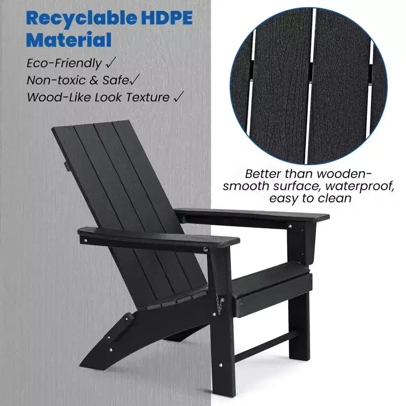 GARPROVM 2 Sedie Adirondack Pieghevoli Aggiornate in HDPE con Tavolino Laterale Resistente alle Intemperie per Esterni
