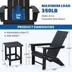 GARPROVM 2 Sedie Adirondack Pieghevoli Aggiornate in HDPE con Tavolino Laterale Resistente alle Intemperie per Esterni
